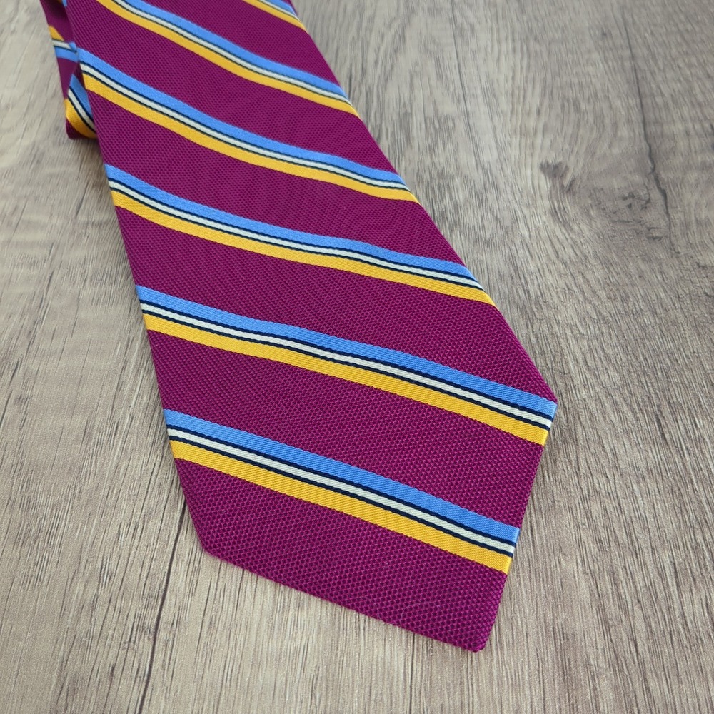 Lands' End LONG Rep Tie 60" Purple Striped Necktie Silk Classic Business‎
